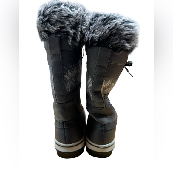 Northside Bishop Snow Winter Boots Gray Women's Sz 9 Fair Isle Print Faux Fur - Picture 3 of 10